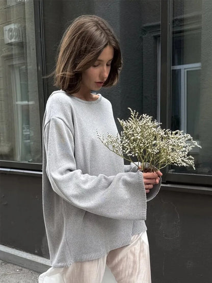 Originale Maglione a Schiena Scoperta in Maglia di Cotone — Stile Minimal Chic
