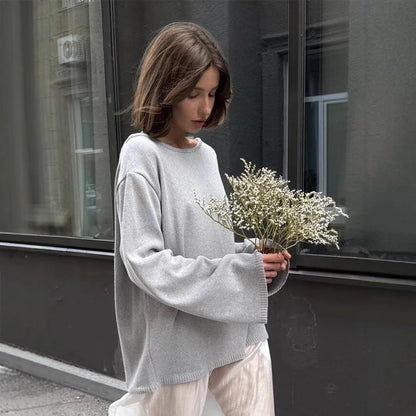 Originale Maglione a Schiena Scoperta in Maglia di Cotone — Stile Minimal Chic