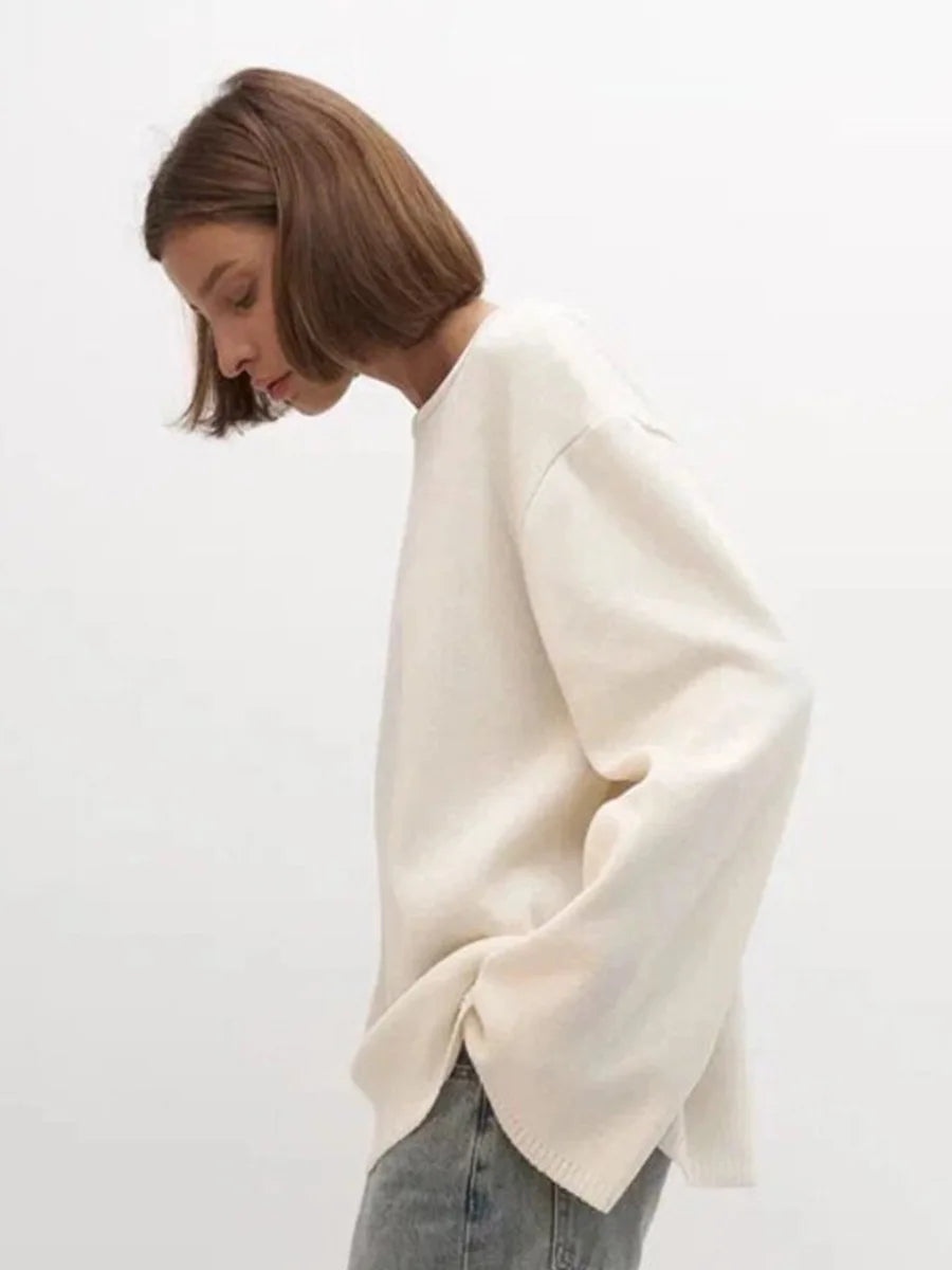 Originale Maglione a Schiena Scoperta in Maglia di Cotone — Stile Minimal Chic